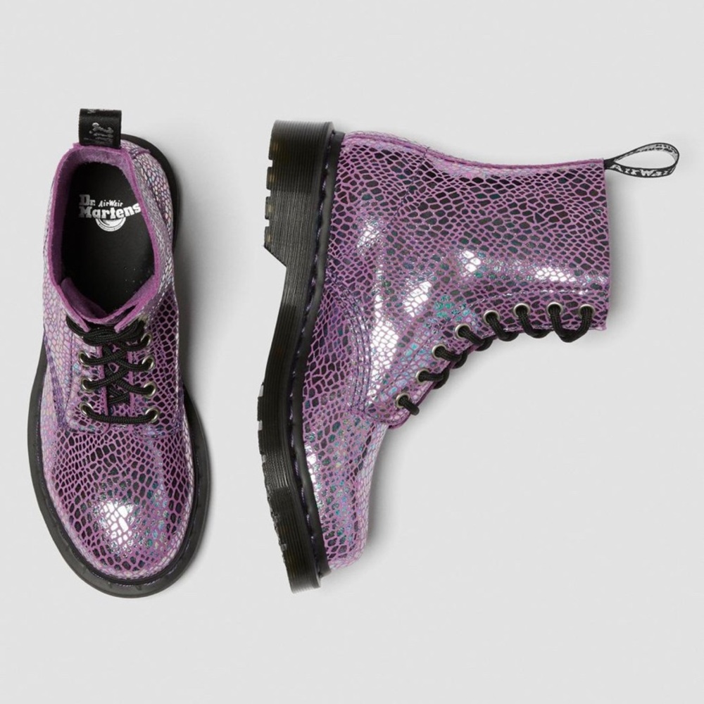 🇬🇧DR. MARTENS 1460 Pascal Purple Snake Metallic Suede Boots - Picture 15 of 16